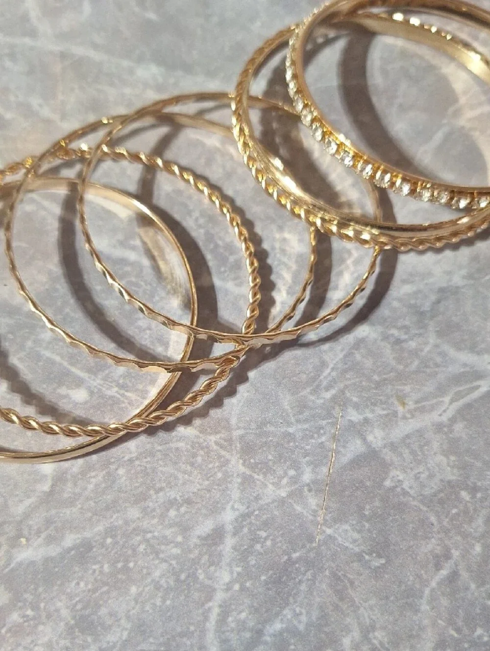 Gold Tone Stackable Bangle Bracelet Set